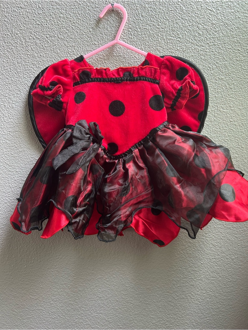 Koala Kids Red and Black Ladybug Costume Dress with Wings